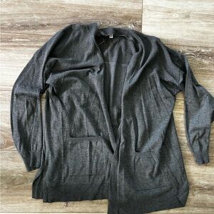 Gray Open Front Cardigan